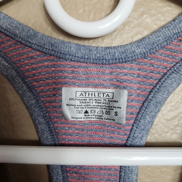 Athleta Fastest Track Grey w/Orange Stripes Racerback Tank Top |S| - Picture 2 of 5